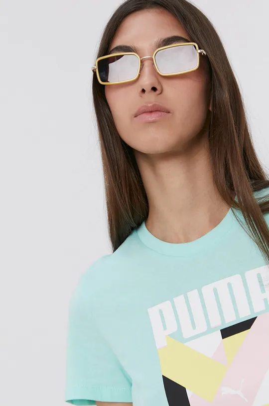 turkusowy Puma T-shirt bawełniany 531658