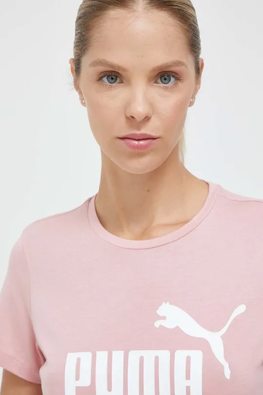 ροζ Βαμβακερό μπλουζάκι Puma
