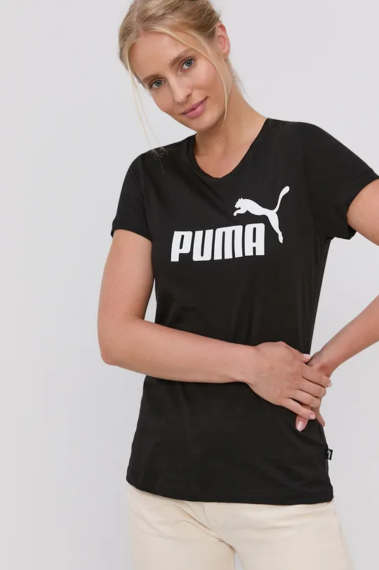 čierna Bavlnené tričko Puma 586774 Dámsky