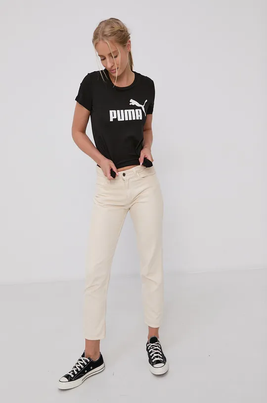 Bombažen t-shirt Puma črna