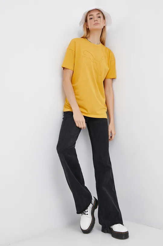 Puma T-shirt bawełniany 589493 żółty
