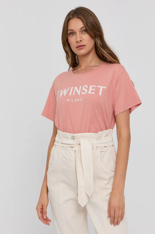 рожевий Бавовняна футболка Twinset Жіночий