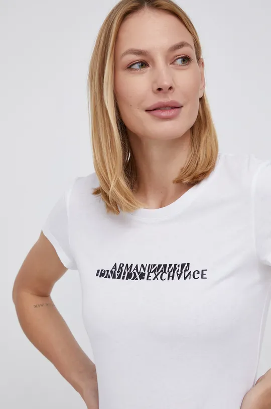 biały Armani Exchange T-shirt bawełniany 6KYTGT.YJG3Z Damski