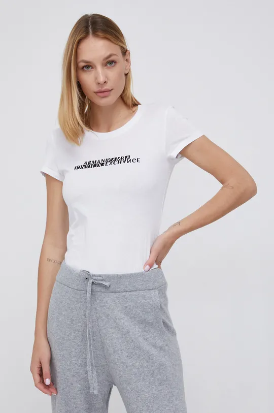 biały Armani Exchange T-shirt bawełniany 6KYTGT.YJG3Z