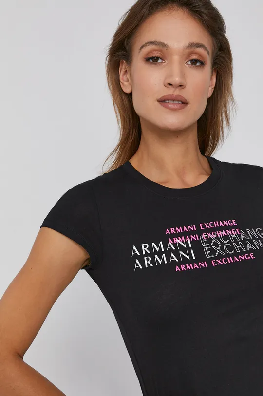 czarny Armani Exchange T-shirt bawełniany 6KYTGY.YJ3RZ