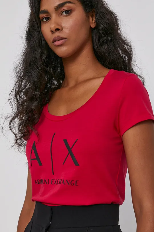 розовый Хлопковая футболка Armani Exchange Женский