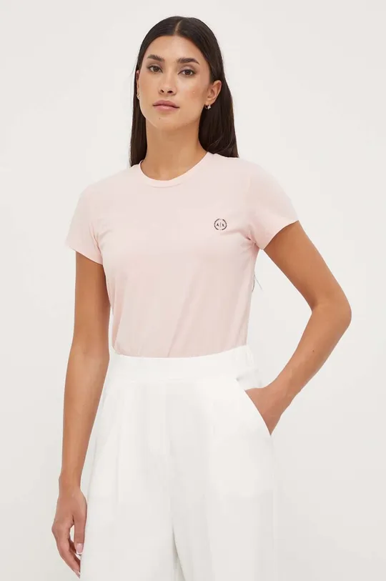 różowy Armani Exchange t-shirt Damski