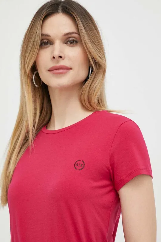 różowy Armani Exchange t-shirt Damski