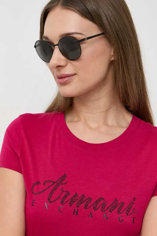roza Bombažna kratka majica Armani Exchange