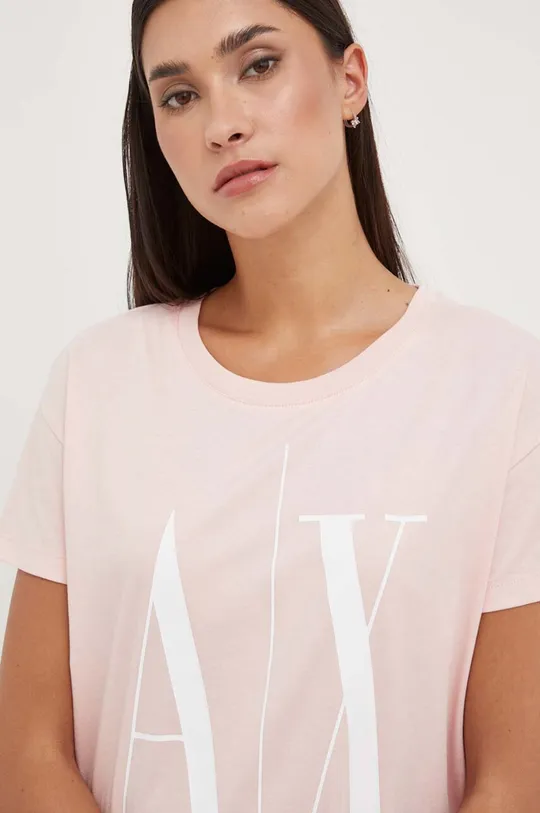 ροζ Βαμβακερό μπλουζάκι Armani Exchange