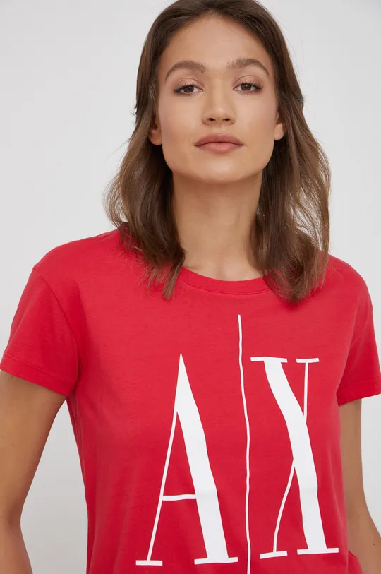 červená Bavlnené tričko Armani Exchange Dámsky