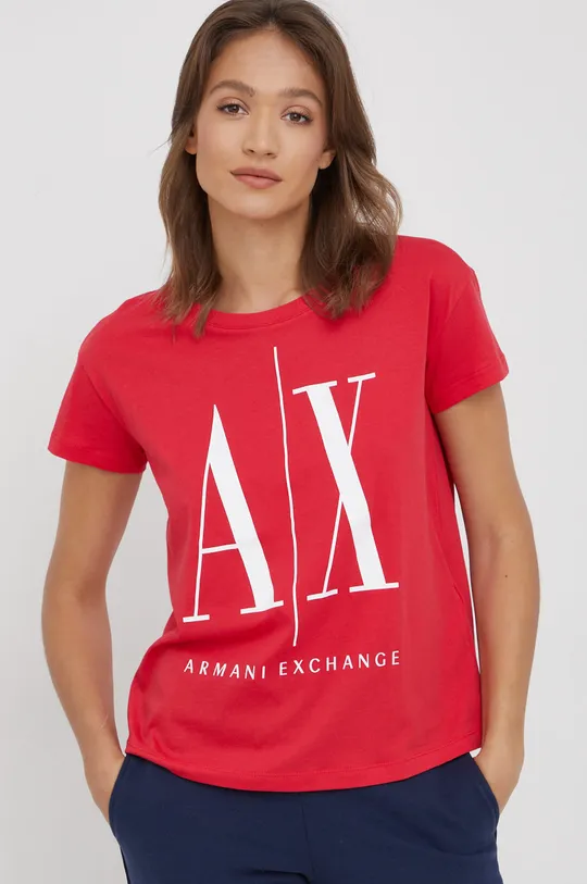 červená Bavlnené tričko Armani Exchange
