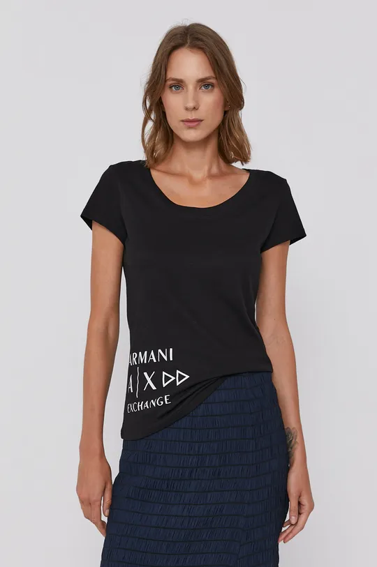 čierna Bavlnené tričko Armani Exchange Dámsky