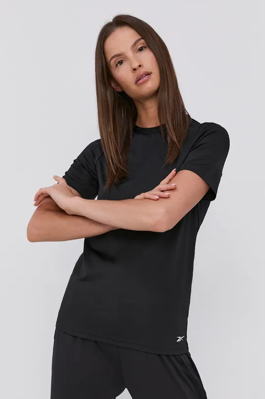črna T-shirt Reebok Ženski