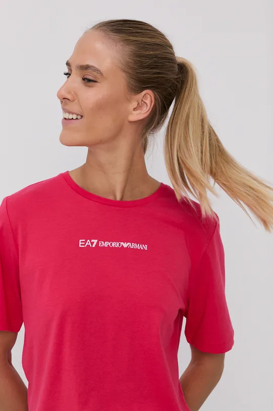 fioletowy EA7 Emporio Armani T-shirt bawełniany 6KTT01.TJAQZ Damski