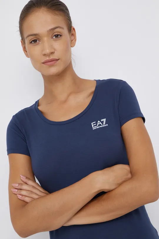 granatowy EA7 Emporio Armani T-shirt bawełniany 6KTT18.TJ12Z
