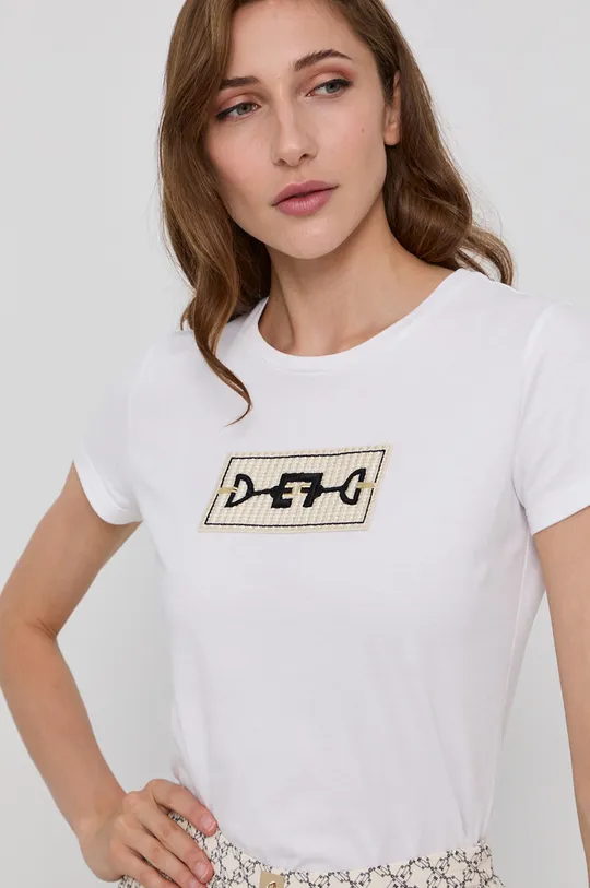 biały Elisabetta Franchi T-shirt bawełniany Damski