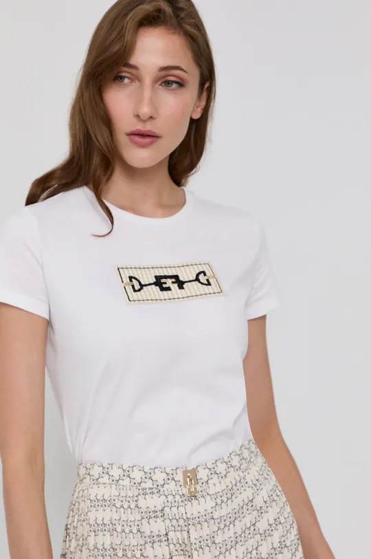 biały Elisabetta Franchi T-shirt bawełniany