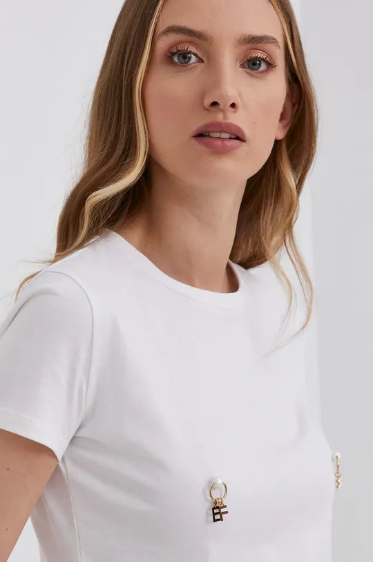 biela Bavlnené tričko Elisabetta Franchi