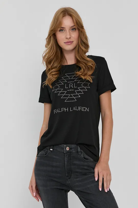 czarny Lauren Ralph Lauren T-shirt 200809653001 Damski