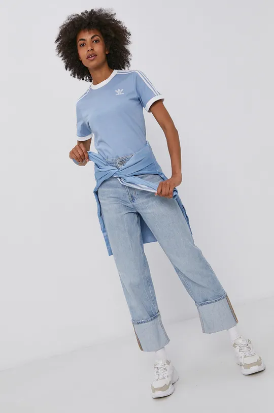Bavlnené tričko adidas Originals H33574 modrá
