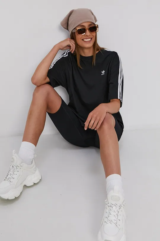 μαύρο Βαμβακερό μπλουζάκι adidas Originals Γυναικεία