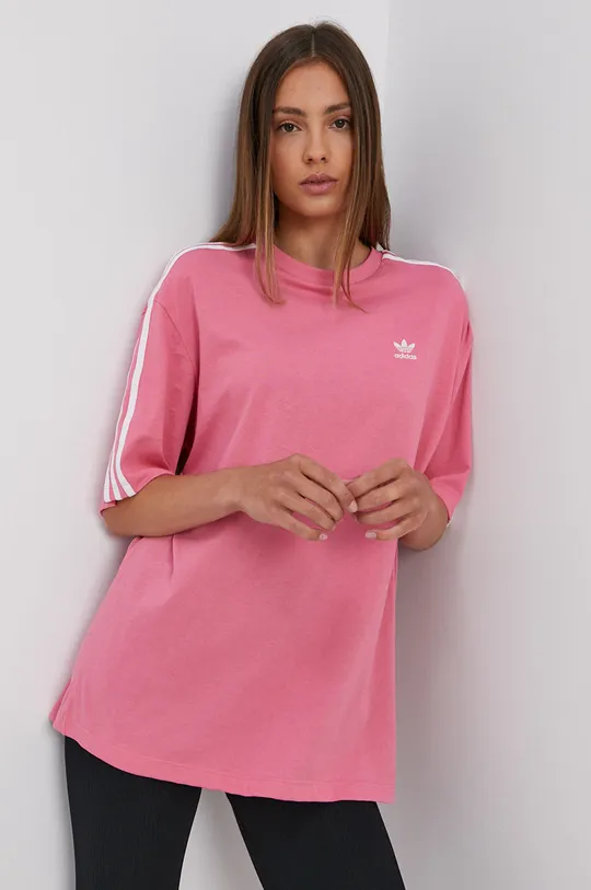 fioletowy adidas Originals T-shirt bawełniany H37797 Damski
