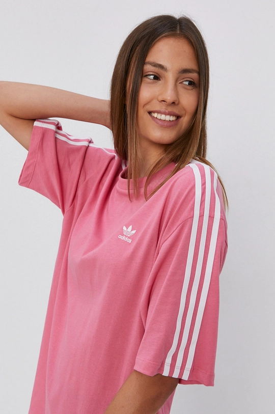 μωβ Βαμβακερό μπλουζάκι adidas Originals