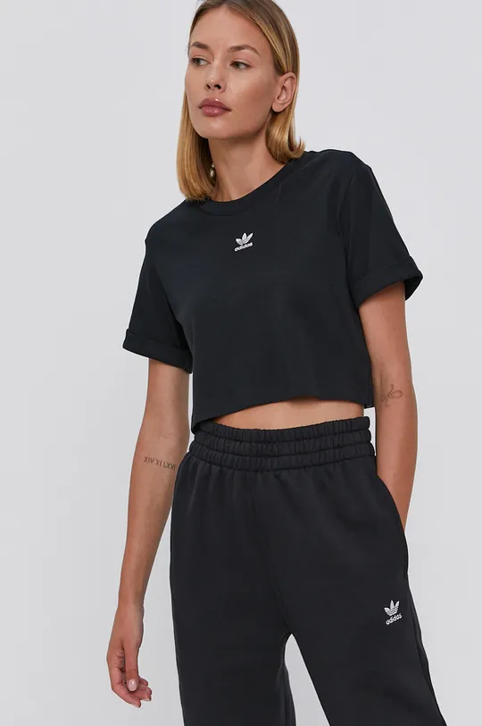 czarny adidas Originals T-shirt bawełniany H37882 Damski