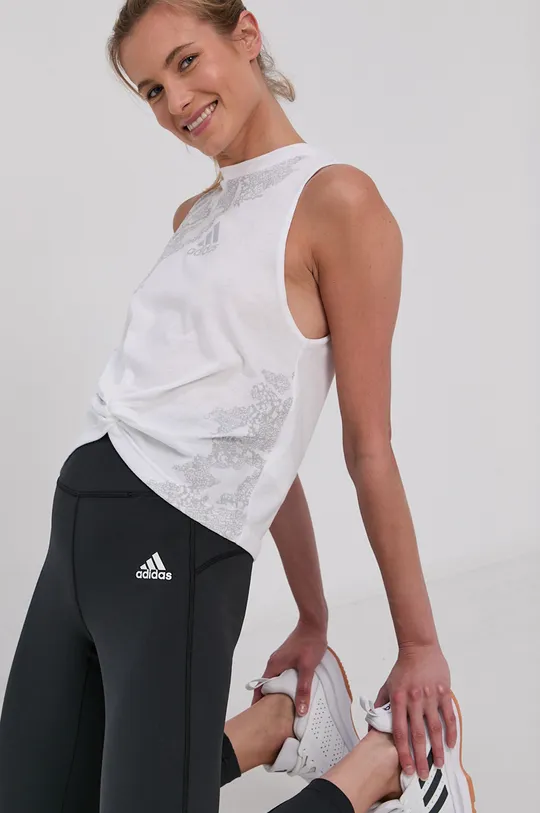 bijela Top adidas Performance Ženski