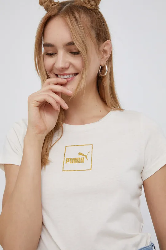 beżowy Puma - T-shirt bawełniany 589547