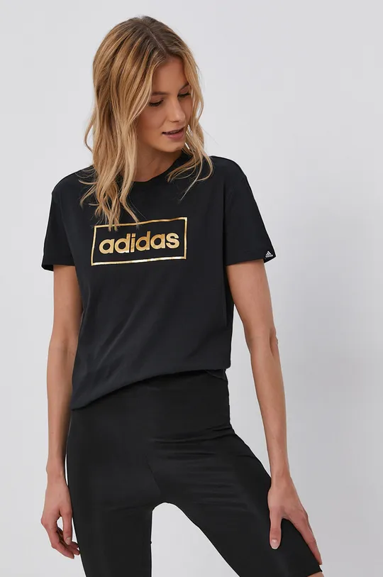 čierna Bavlnené tričko adidas H14694 Dámsky