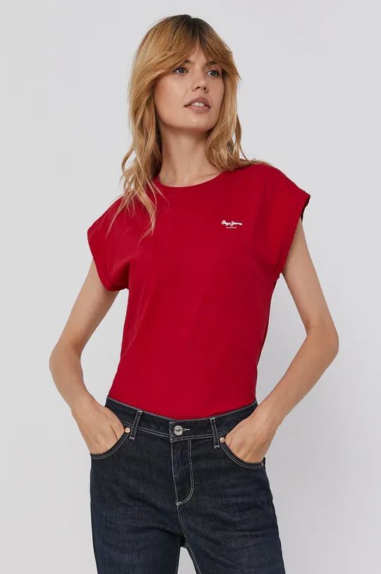 czerwony Pepe Jeans T-shirt bawełniany Bloom