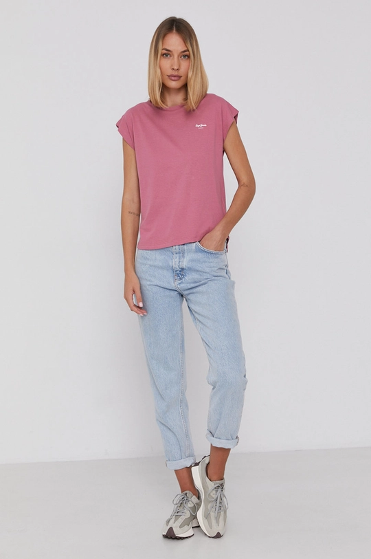 Pepe Jeans T-shirt bawełniany Bloom fioletowy