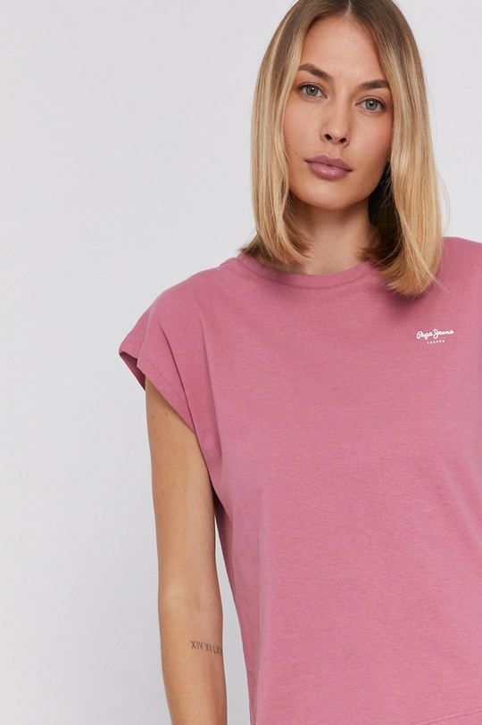 fioletowy Pepe Jeans T-shirt bawełniany Bloom