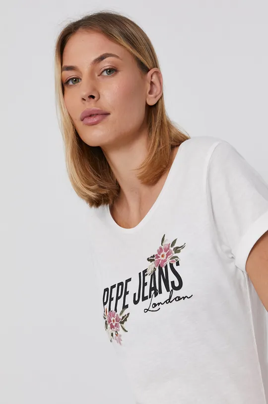biały Pepe Jeans T-shirt bawełniany Patience Damski