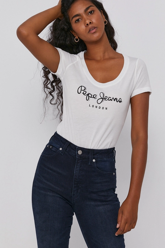 biały Pepe Jeans T-shirt Pam