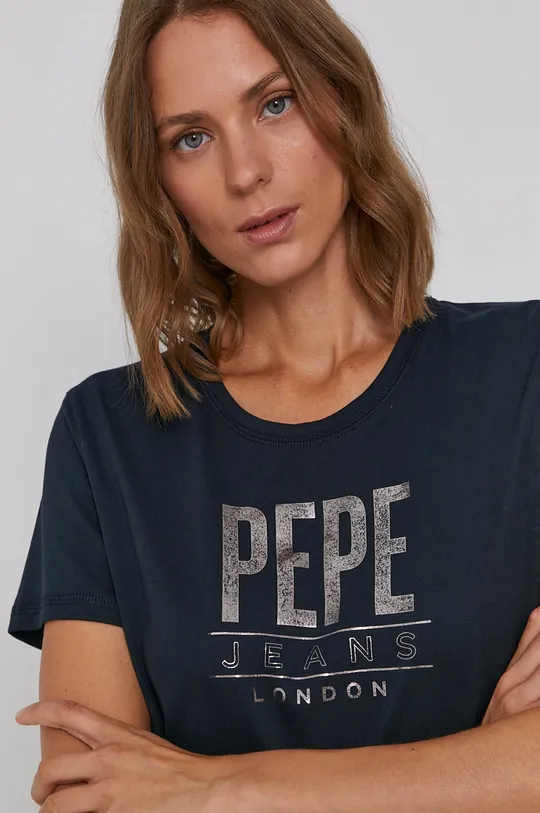 granatowy Pepe Jeans T-shirt bawełniany Blancas