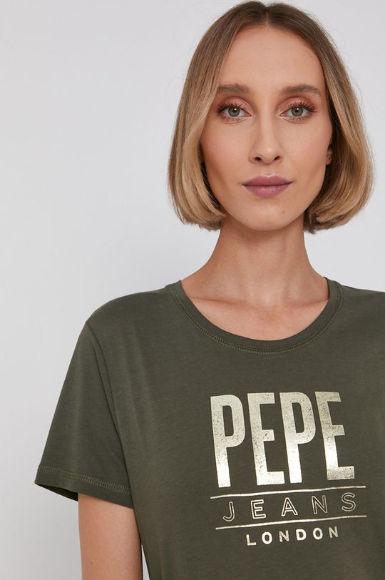 oliwkowy Pepe Jeans T-shirt bawełniany Blancas