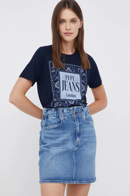 granatowy Pepe Jeans T-shirt Damski