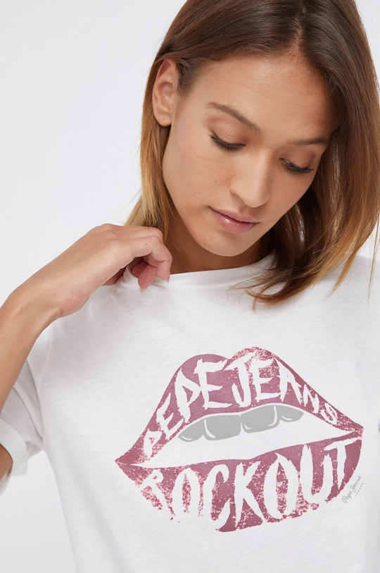 biały Pepe Jeans T-shirt Lips