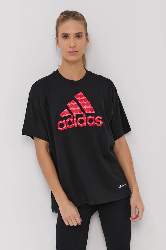 Хлопковая футболка adidas Performance x Marimekko H15835  100% Хлопок