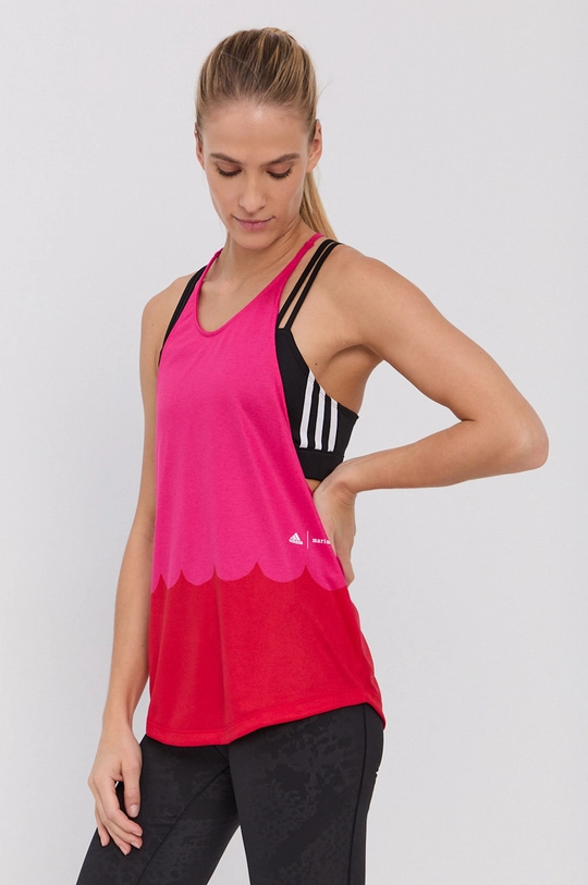 fioletowy adidas Performance Top x Marimekko H16927 Damski