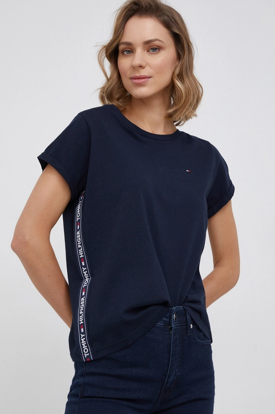 granatowy Tommy Hilfiger T-shirt bawełniany Damski