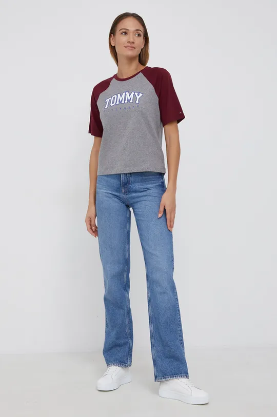 Βαμβακερό μπλουζάκι Tommy Hilfiger γκρί