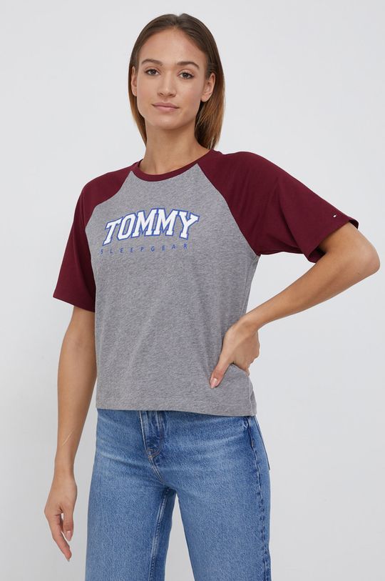 szary Tommy Hilfiger T-shirt bawełniany