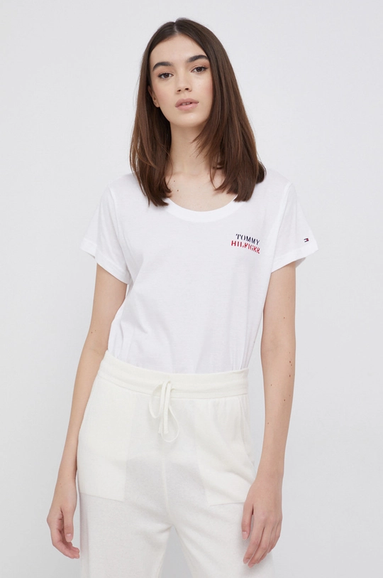 biały Tommy Hilfiger T-shirt bawełniany Damski