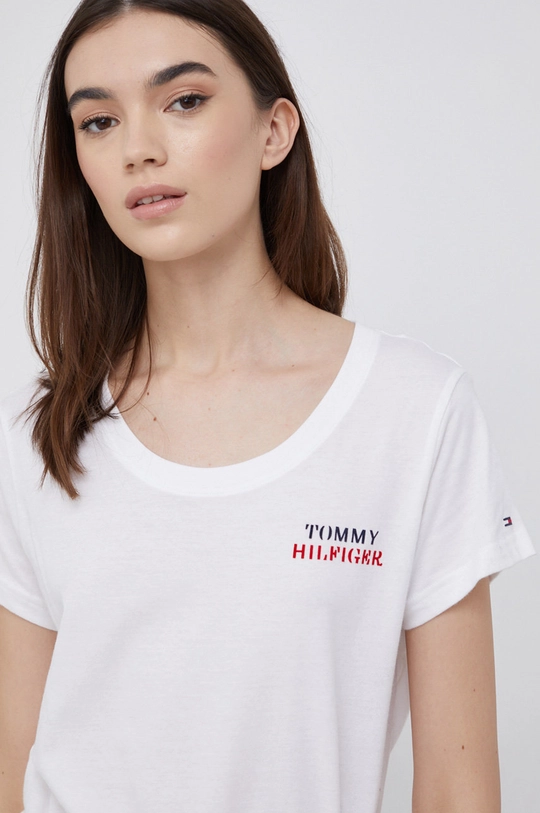 biały Tommy Hilfiger T-shirt bawełniany