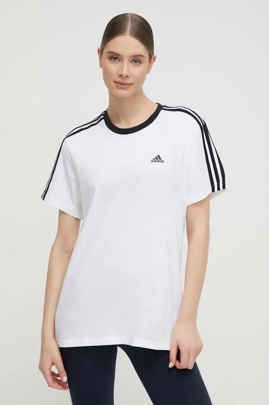 bela Bombažen t-shirt adidas Ženski