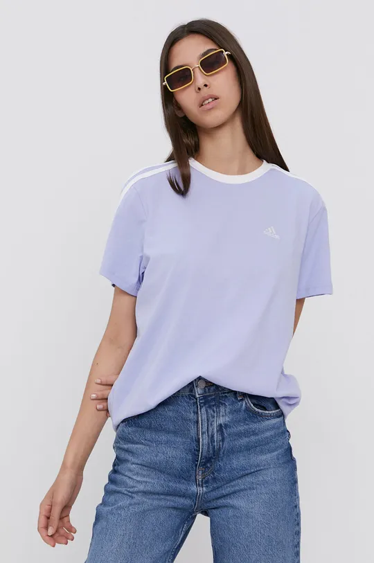 adidas T-shirt bawełniany H10202 fioletowy